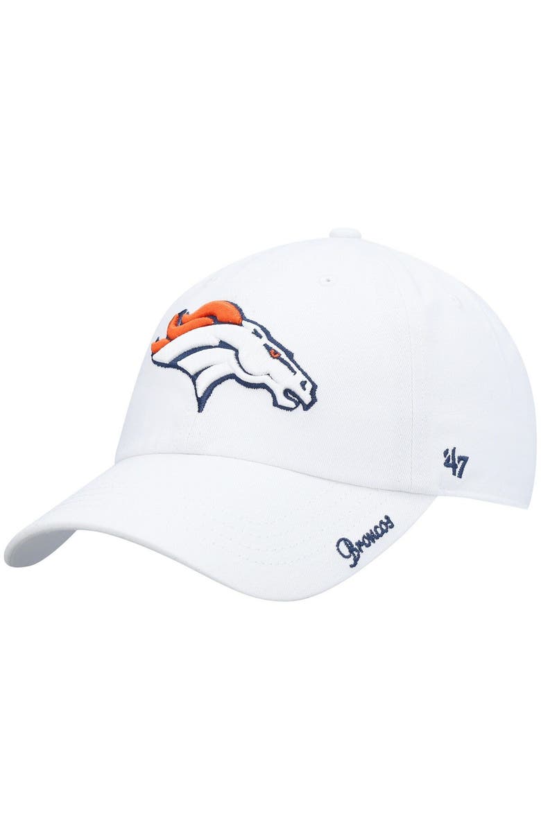 '47 Women's '47 White Denver Broncos Miata Clean Up Logo Adjustable Hat, Main, color,