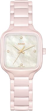 RADO True Square Diamond Mother-of-Pearl Bracelet Watch, 29mm