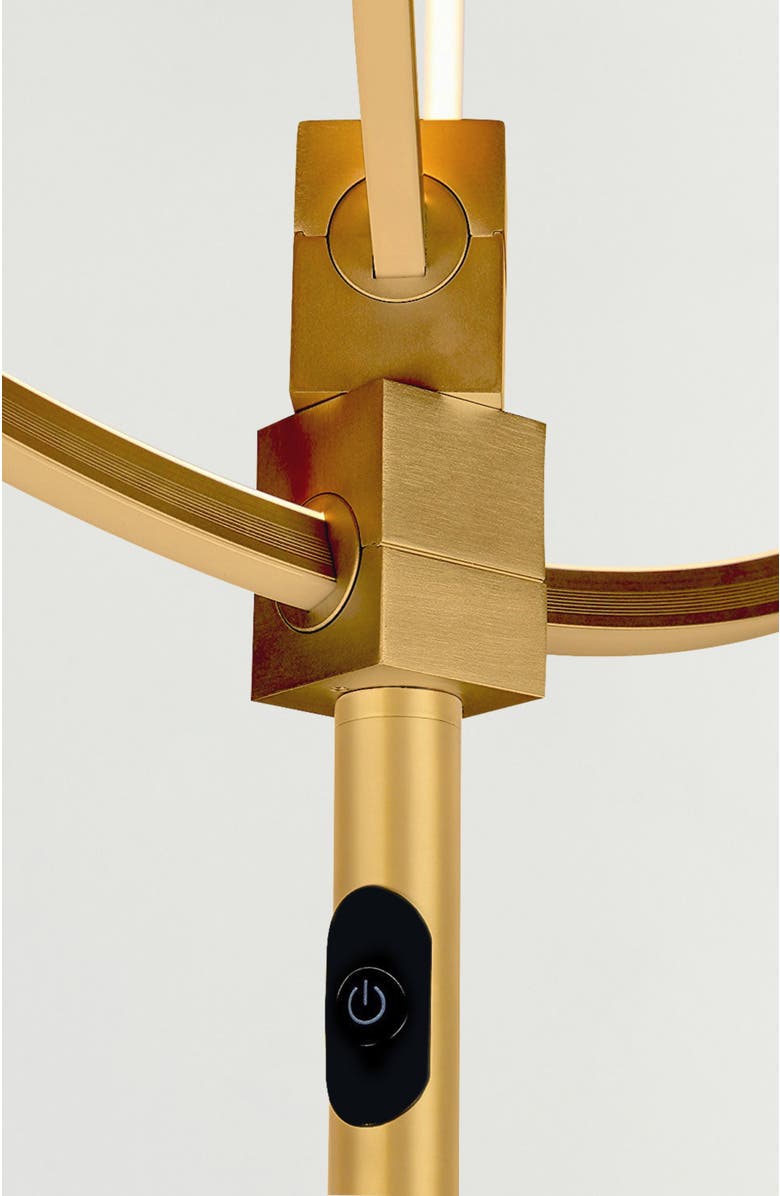 Brightech Eclipse 79" LED Industrial Dimmable Floor Lamp with 2 Height Adjustable Orbital Heads, Alternate, color, Antique Brass