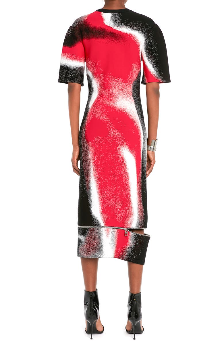 McQueen Mushroom Spore Zip Hem Midi Dress, Alternate, color,