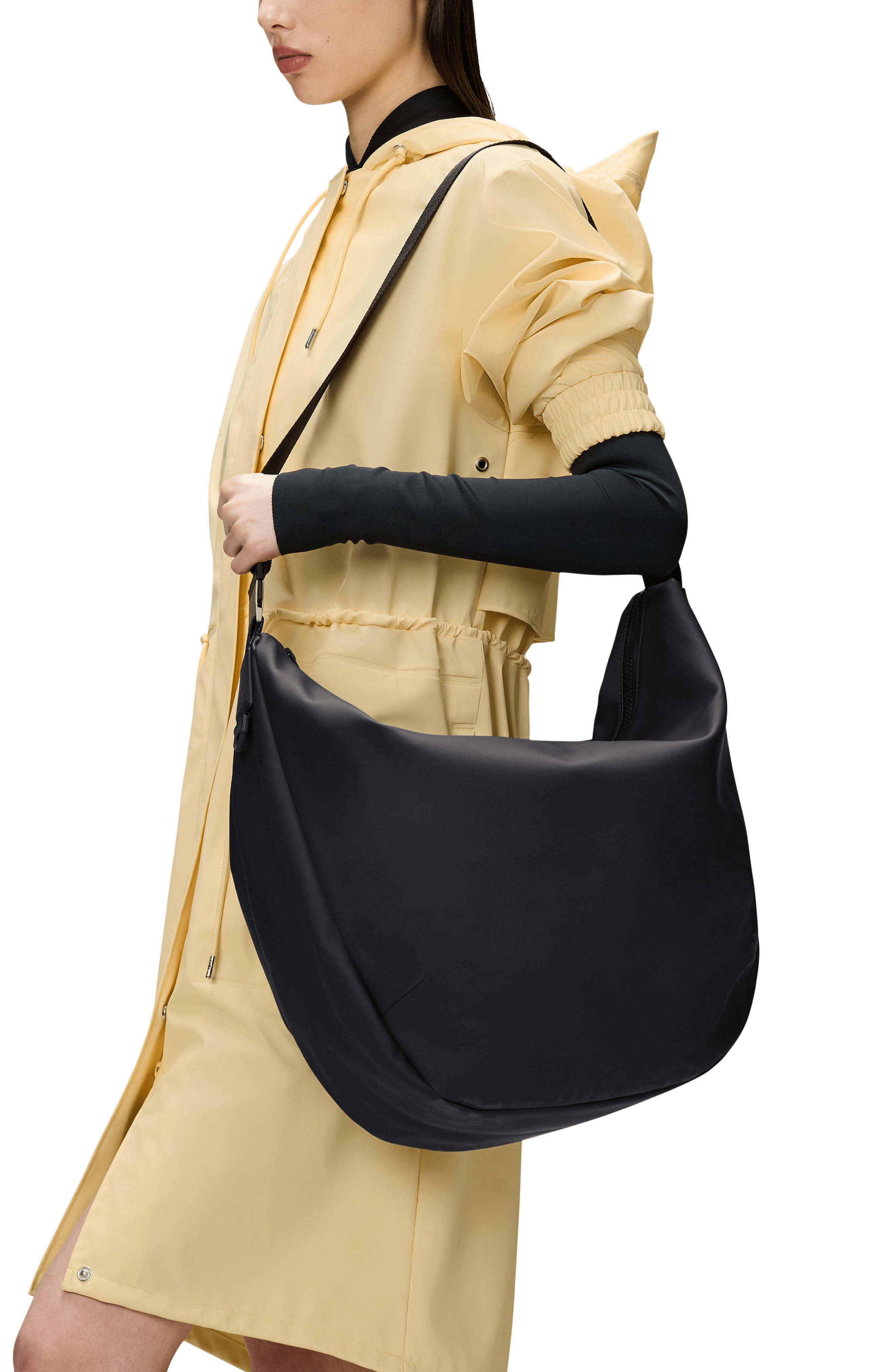 Rains Large Valera Waterproof Shoulder Bag, Alternate, color, Black