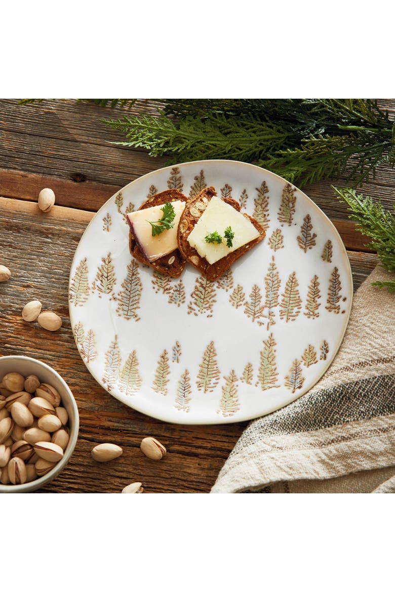 Aspen Multicolor Ceramic Appetizer Plates for Entertaining, Alternate, color, White