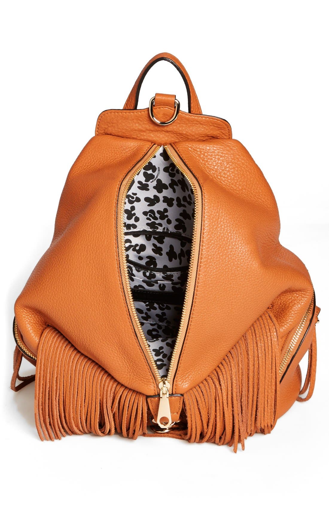 'Julian' Backpack with Fringe, Alternate, color, COGNAC