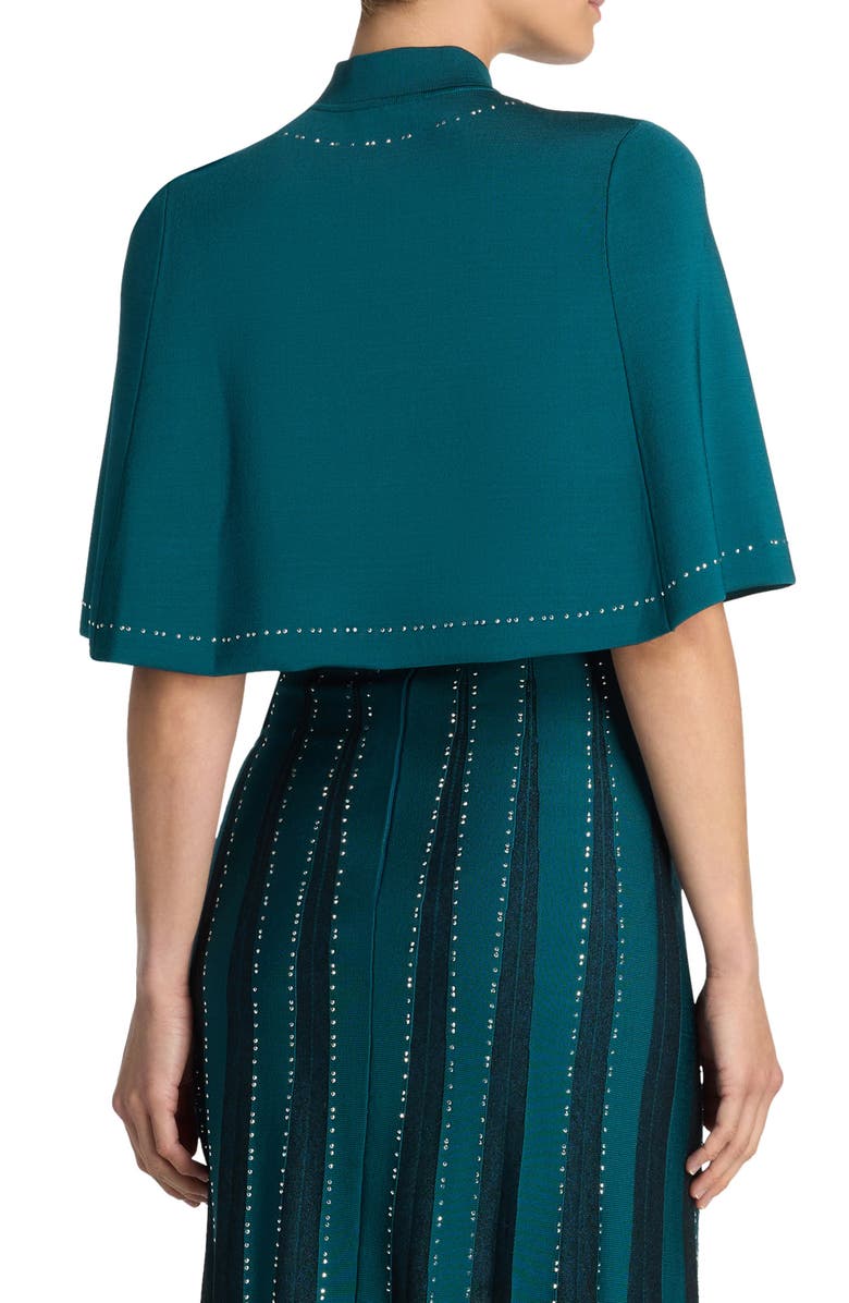 St. John Evening Crystal Embellished Piqué Capelet, Alternate, color,