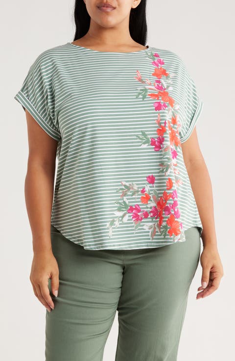 Floral Stripe T-Shirt (Plus)