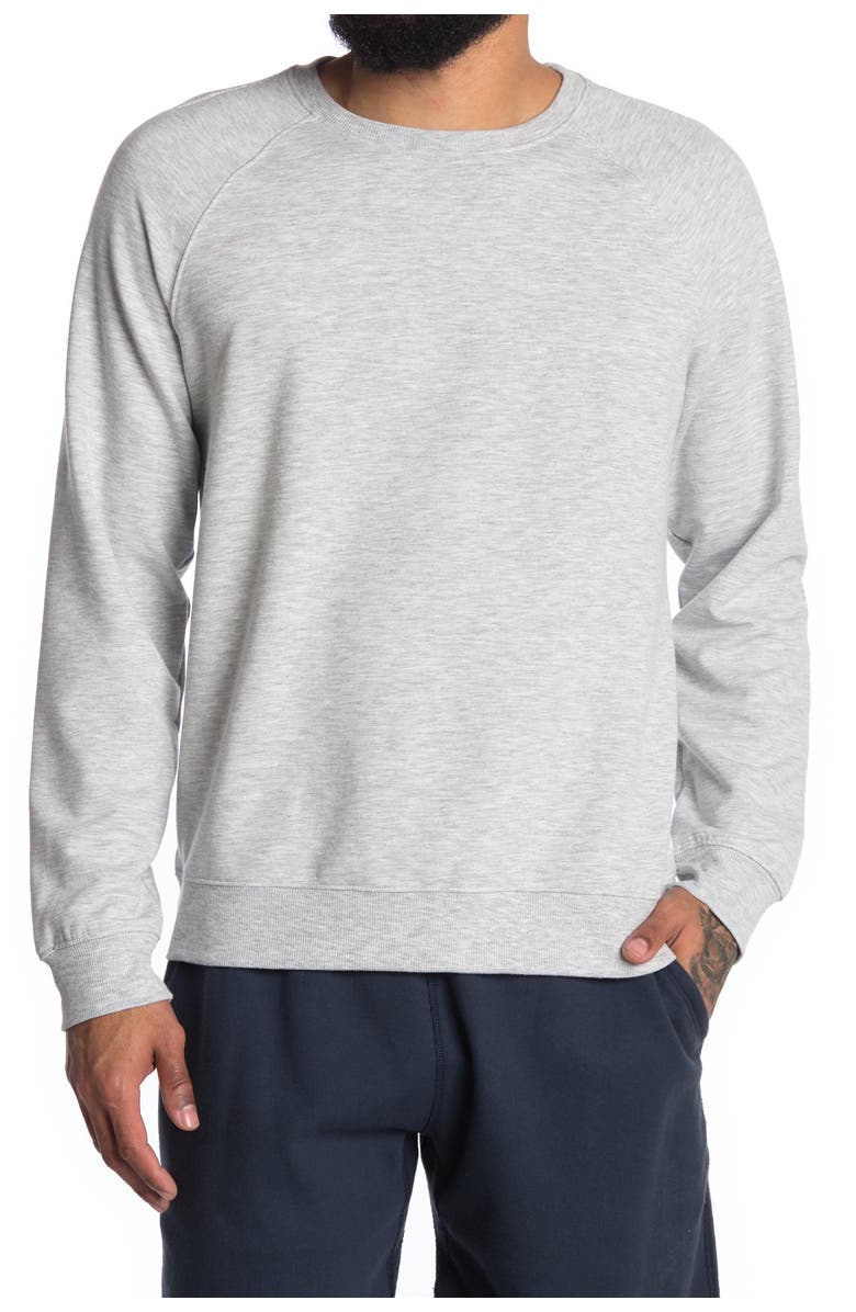 90 DEGREE BY REFLEX Terry Brushed Long Sleeve Sweatshirt, Main, color, Htr.grey