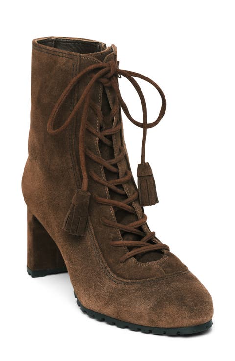 Alice Contrast Lace Up Leather Bootie
