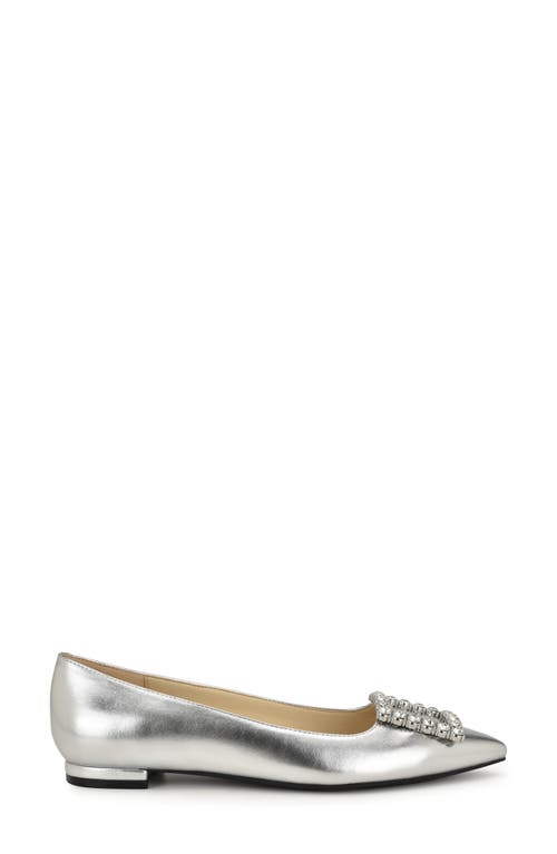 Nine West Jesike Pointed Toe Flat In Silver