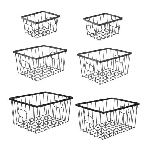 Happimess Camden Vintage Industrial Handmade Wire Metal Nesting Storage Baskets In Black