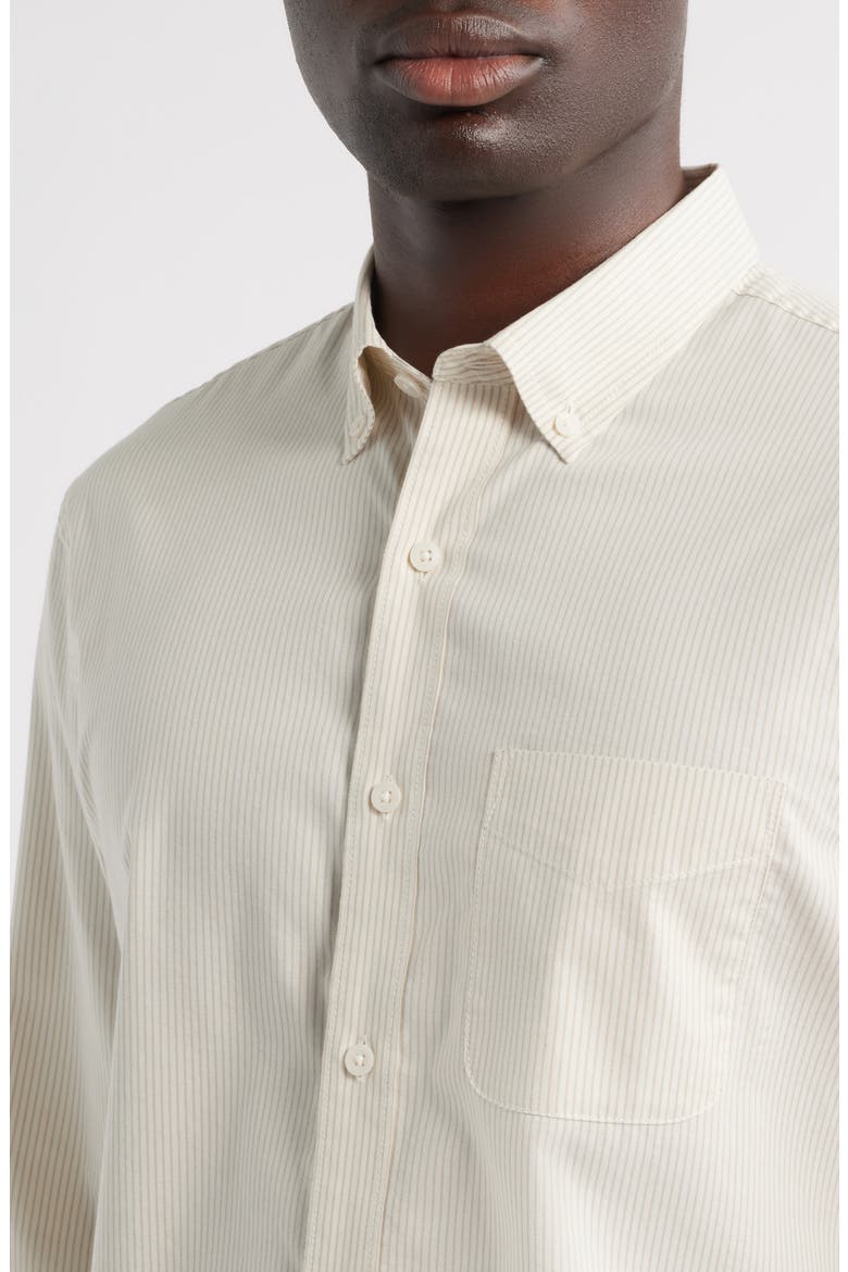 Simple Stripe Button-Down Shirt, Alternate, color, TAN SIMPLE STRIPE