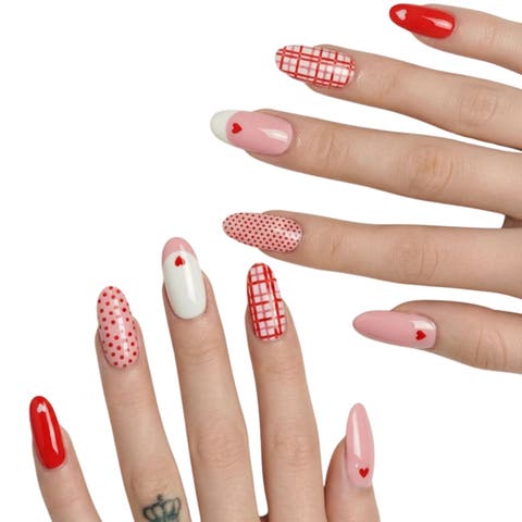 2-Pack Nail Polish Strips Sweetheart Check Set - 32ct