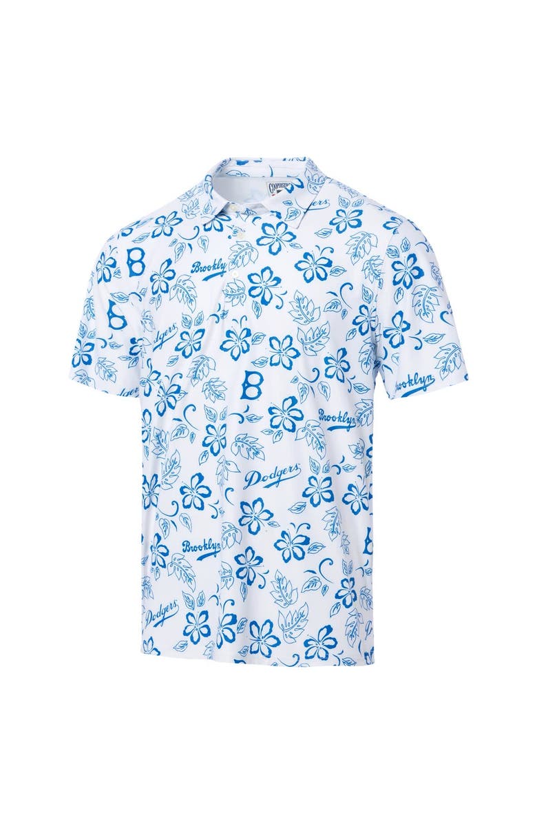 Reyn Spooner Men's Reyn Spooner White Brooklyn Dodgers Cooperstown Collection Performance Polo, Alternate, color, 