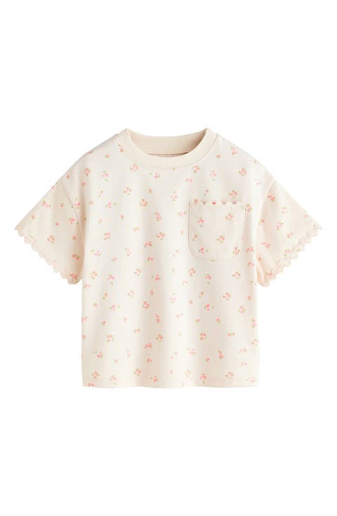 Kids' Ditsy Floral Rickrack Trim Cotton T-Shirt (Baby, Toddler & Little Kid)