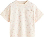 NEXT Kids' Ditsy Floral Rickrack Trim Cotton T-Shirt