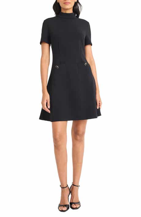 Maggy London Patch Pocket Short Sleeve Stretch Crepe Minidress