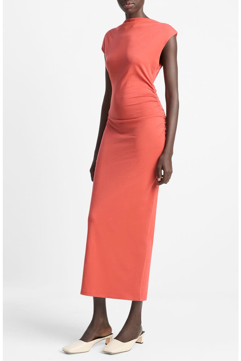 Cowl Neck Pima Cotton Midi Dress, Alternate, color, BRICK ROSE