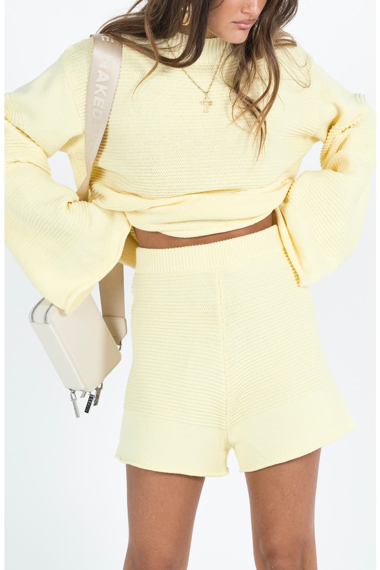 Cheyenne Ottoman Stitch Sweater & Shorts Set, Alternate, color, YELLOW