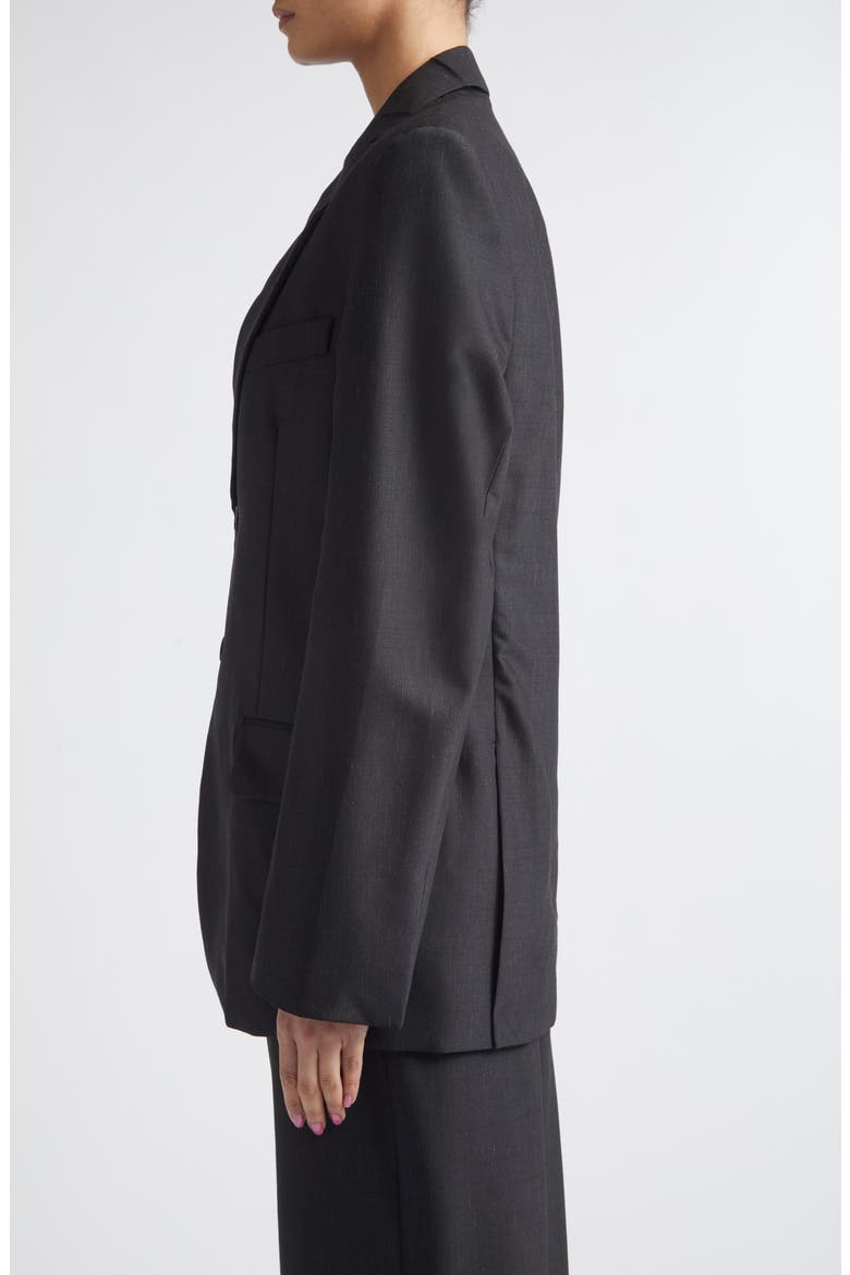 Single Breasted Virgin Wool Blend Suiting Blazer, Alternate, color, BLACK