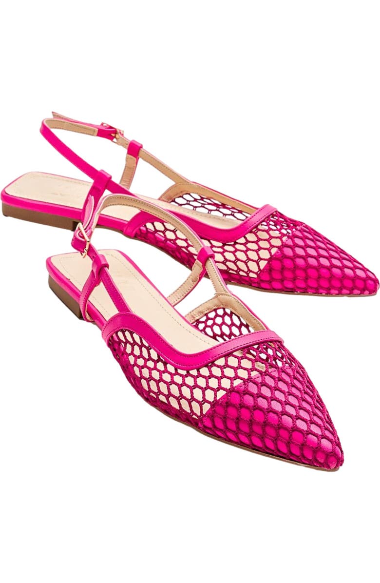 Prologue Shoes Brace Blue Mesh Flat Sandal, Main, color, Fuchsia Faux Leather