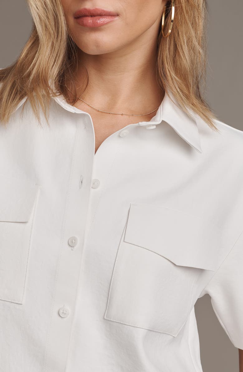 Rhone Horizon Crop Button-Up Shirt, Alternate, color, Snow White