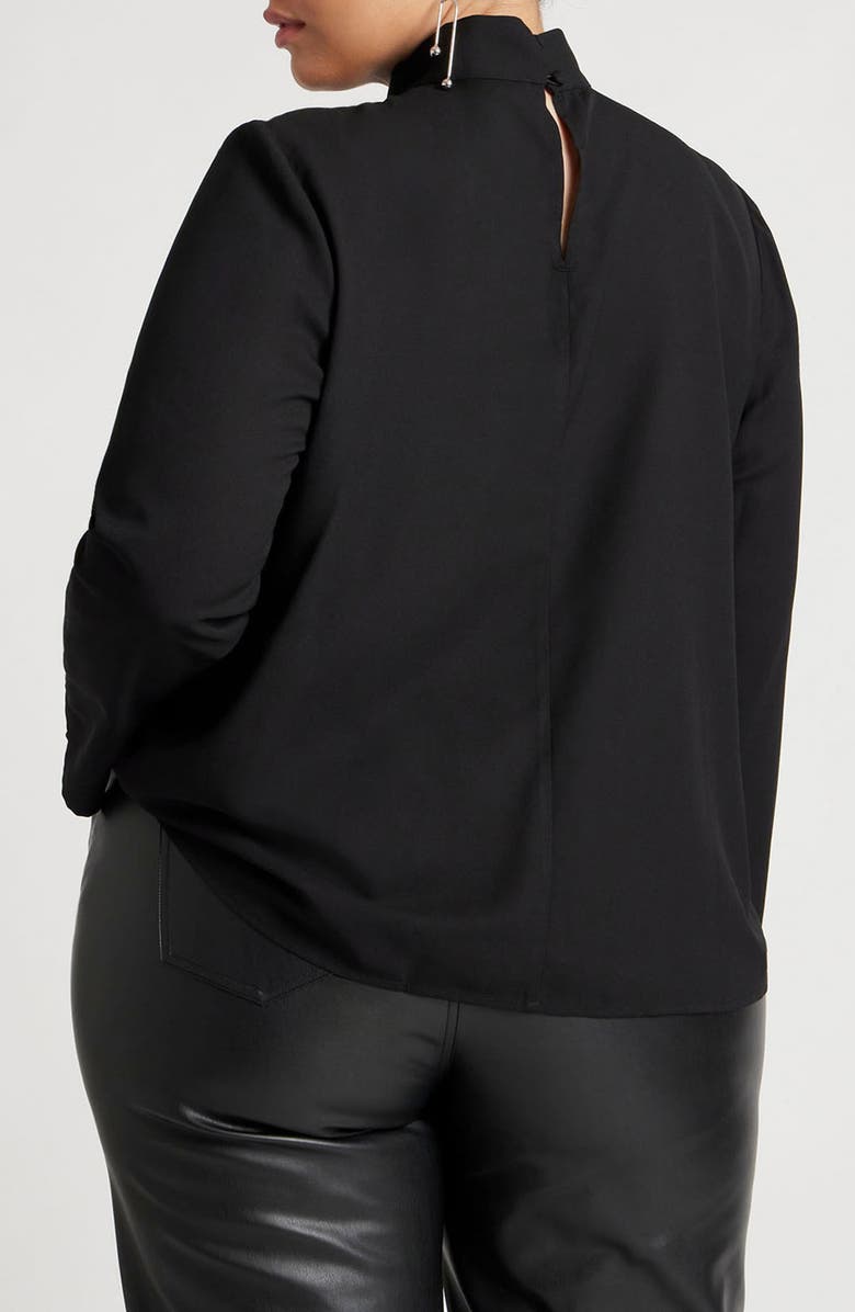 ELOQUII Twist Front Mock Neck Crepe Top, Alternate, color,