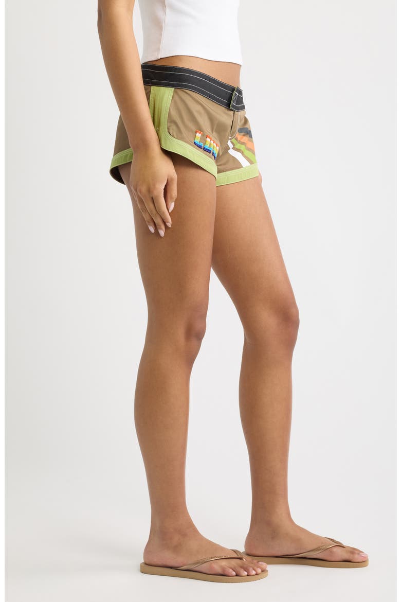 LDN Beaded Micro Board Shorts, Alternate, color, BROWN