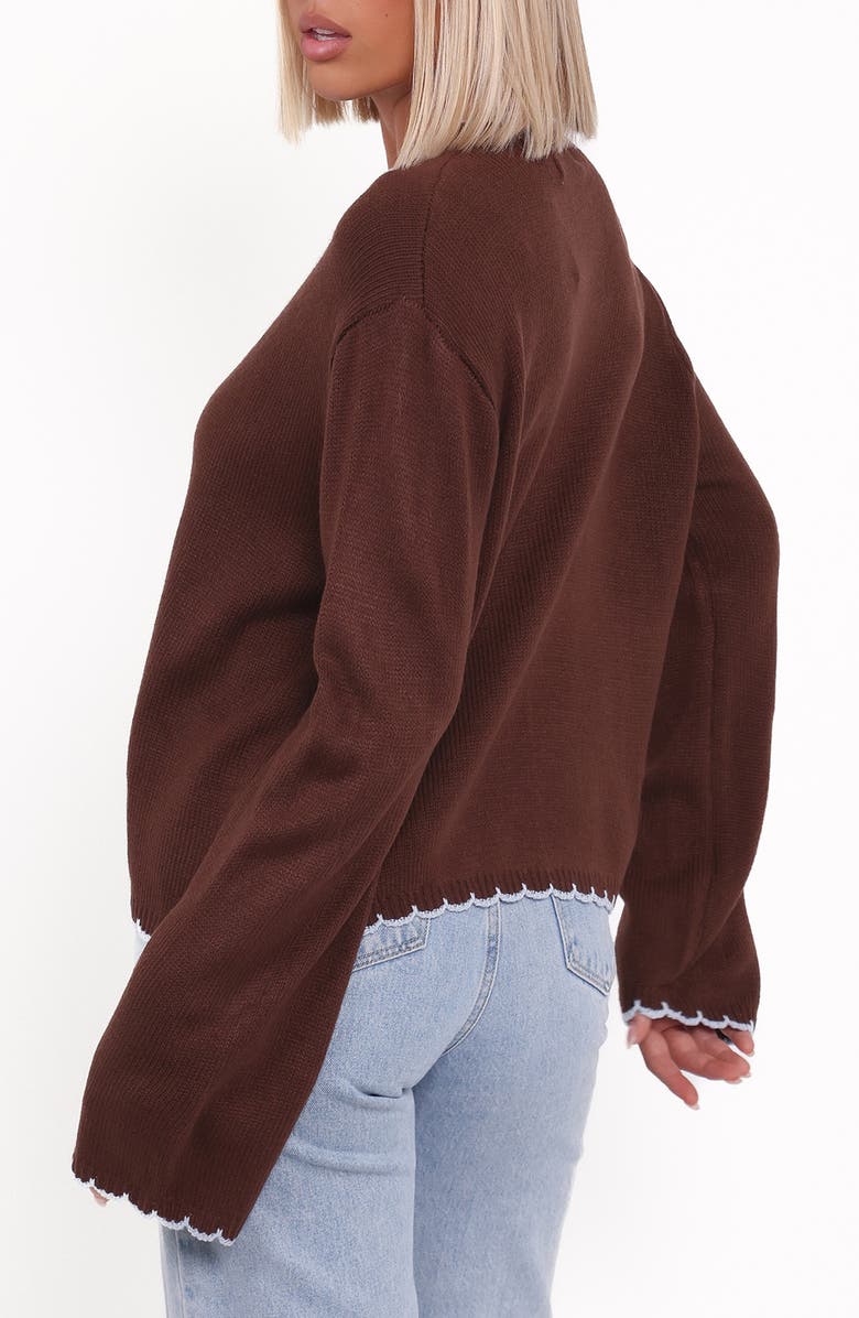 Petal & Pup Ruby Scallop Cardigan, Alternate, color, Brown