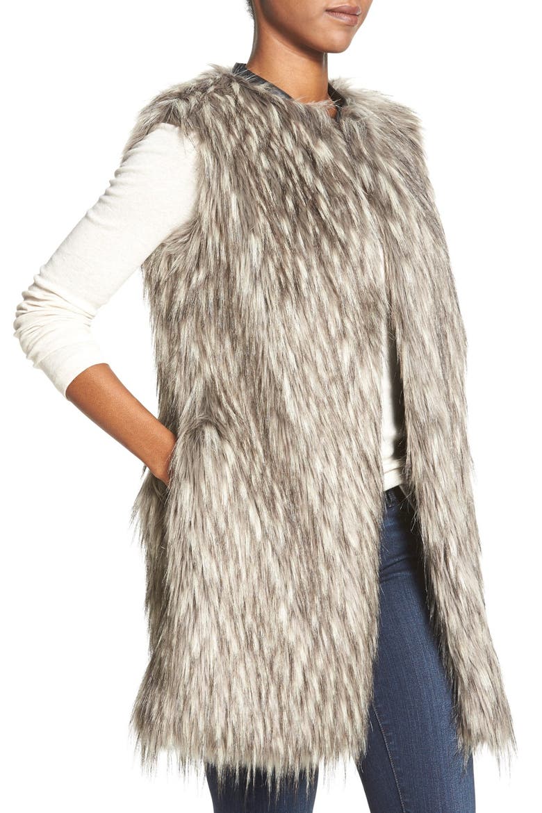 Matty M Faux Fur Vest, Alternate, color, DOVE