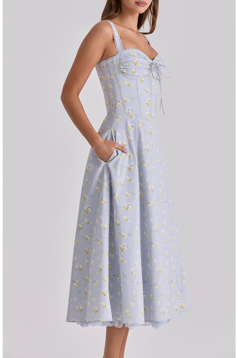 Rosalee Floral Stretch Cotton Petticoat Dress, Alternate, color, BLUE WILDFLOWER