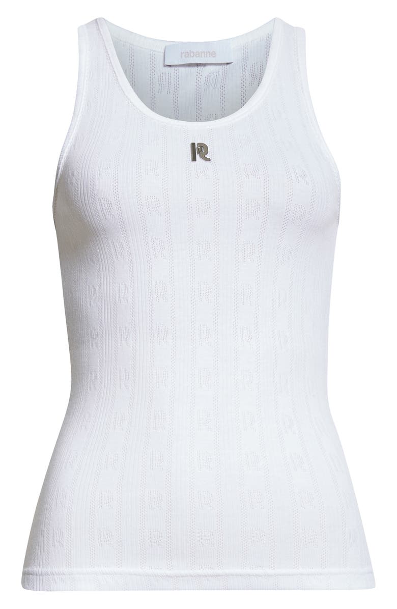Rabanne Logo Hardware Embellished Cotton Tank, Alternate, color,