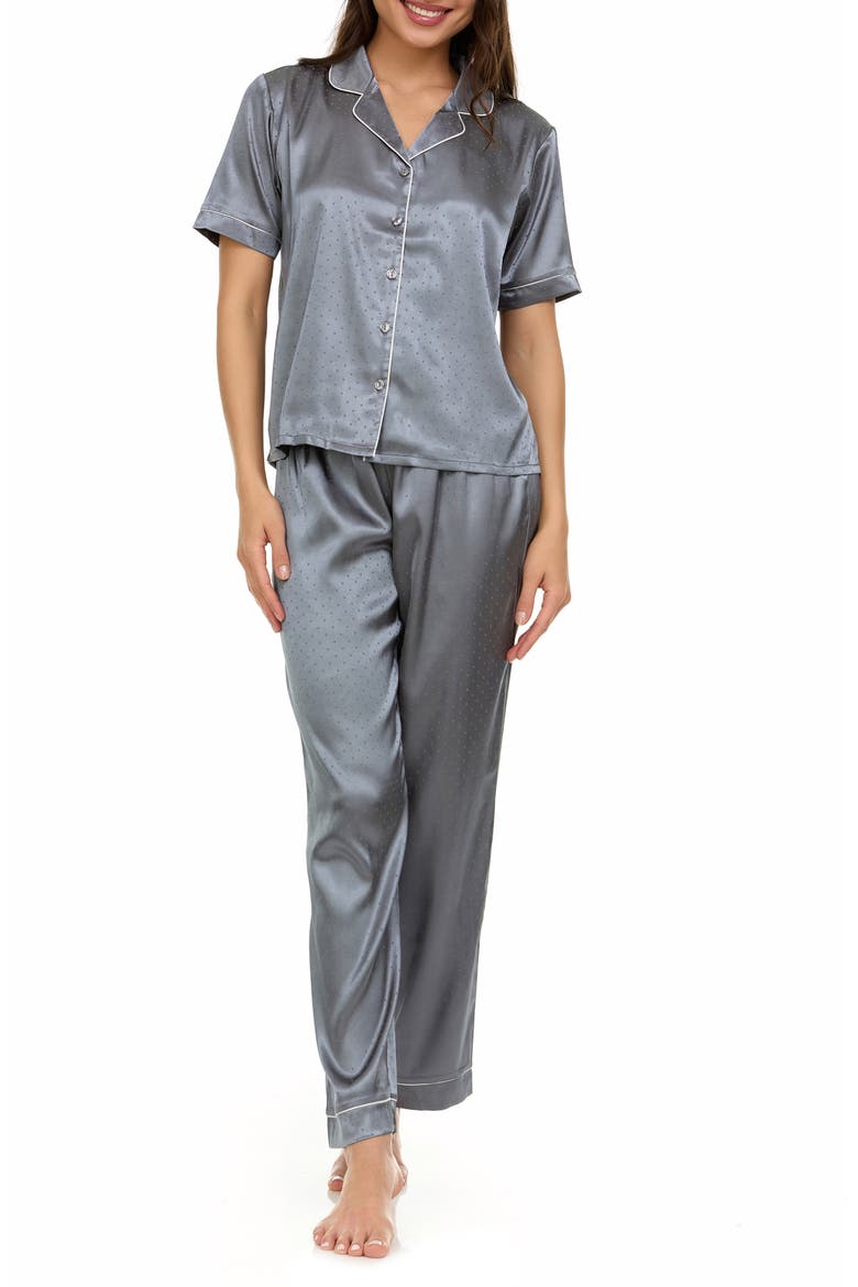 Jamie Jacquard Satin Pajamas, Main, color, DARK GRAY