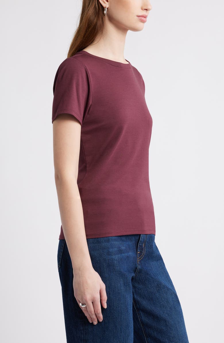 Nordstrom Pima Cotton Blend Crewneck T-Shirt, Alternate, color, Burgundy Royale