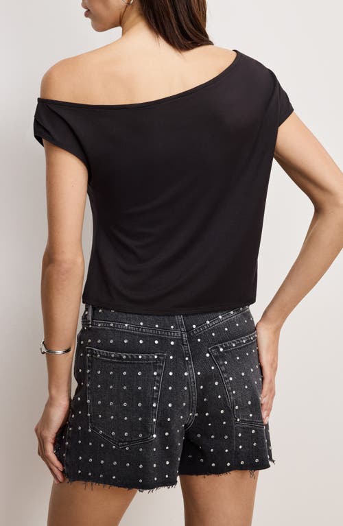 GOOD AMERICAN GOOD AMERICAN ASYMMETRIC OFF THE SHOULDER JERSEY TOP 