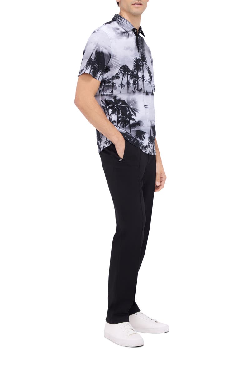 Hendrix Digital Tropical Print Pima Cotton Polo, Alternate, color, BLACK