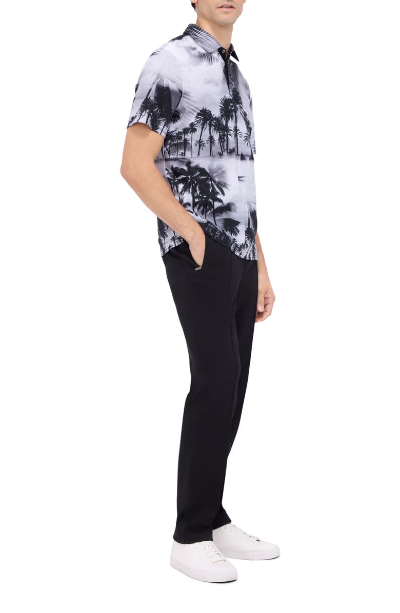 Bugatchi Hendrix Digital Tropical Print Pima Cotton Polo, Alternate, color, Black