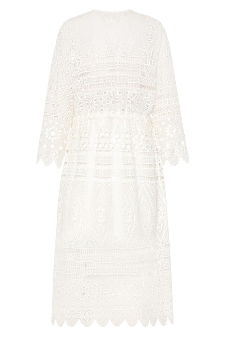 Tiered Eyelet Embroidered Cover-Up Dress, Alternate, color, WHITE
