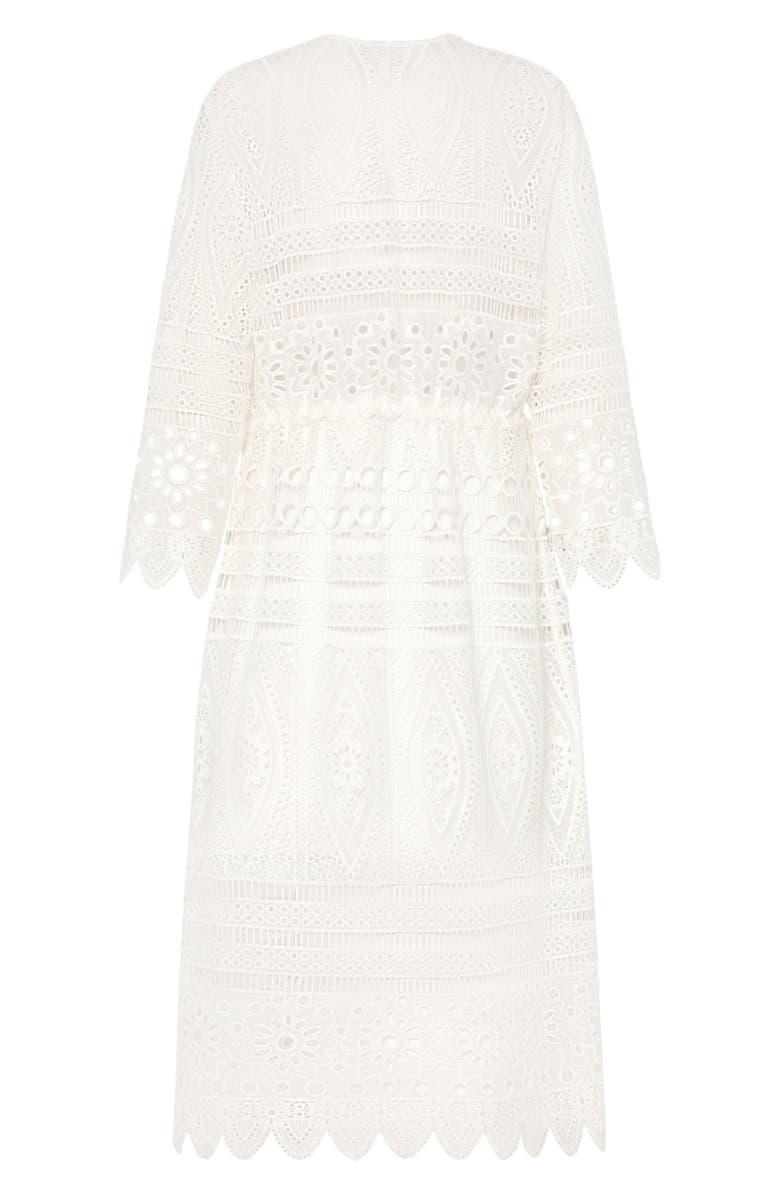 Milly Tiered Eyelet Embroidered Cover-Up Dress, Alternate, color, 