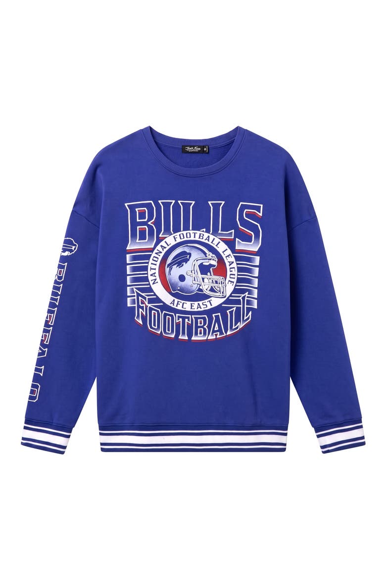 Buffalo Bills Oversize Striped Rib Fleece Crewneck Sweatshirt, Main, color, LIBERTY