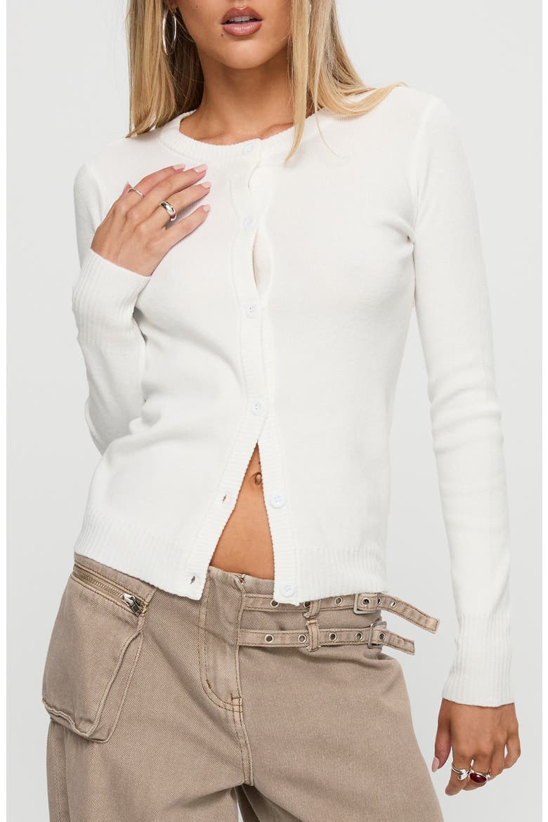 Lauraine Crewneck Cardigan, Main, color, WHITE