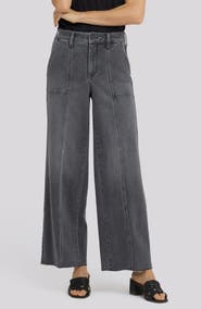 NYDJ Simone Seamed Raw Hem High Waist Wide Leg Jeans