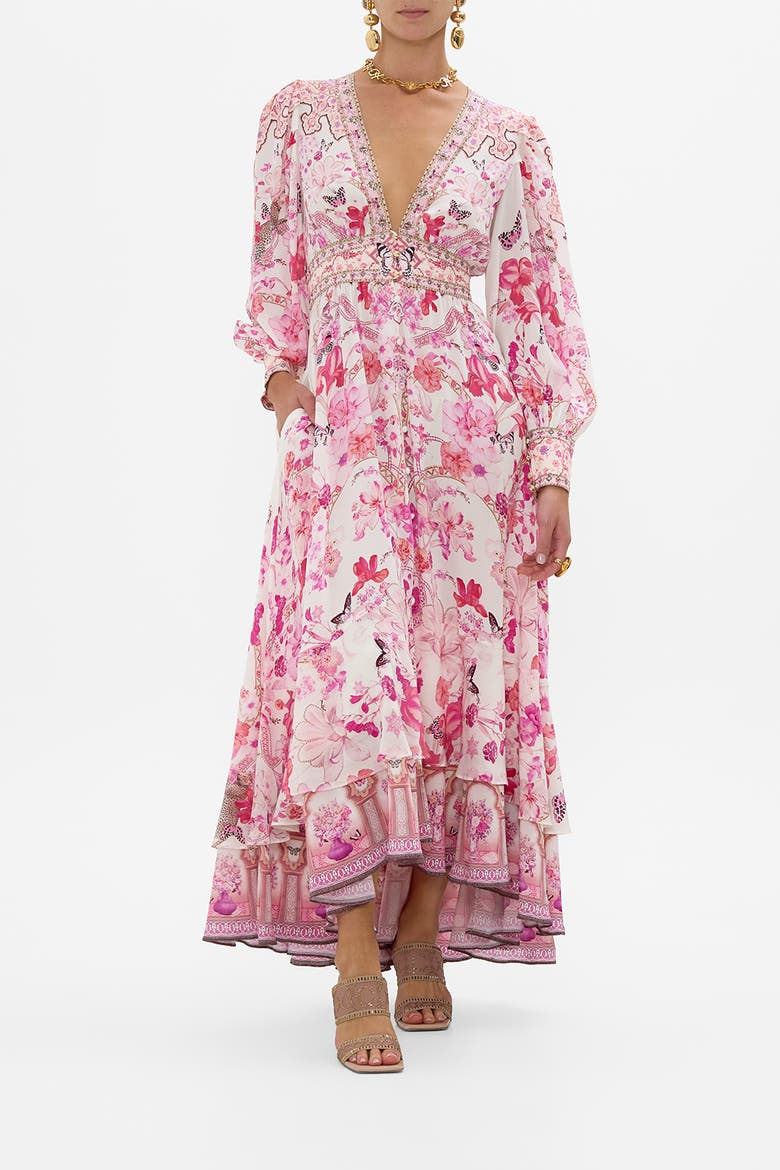 LONG BUTTON FRONT DRESS BOTANICAL NOVELLA, Main, color, BOTANICAL NOVELLA