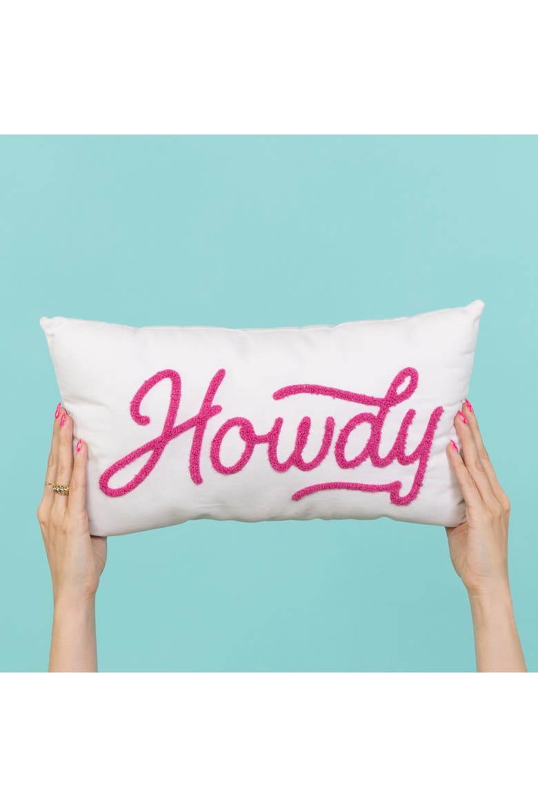Howdy Towel Loop Lumbar Pillow Polyester White, Alternate, color, Pink