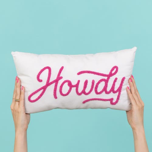 Totalee Gift Howdy Towel Loop Lumbar Pillow Polyester White In Pink
