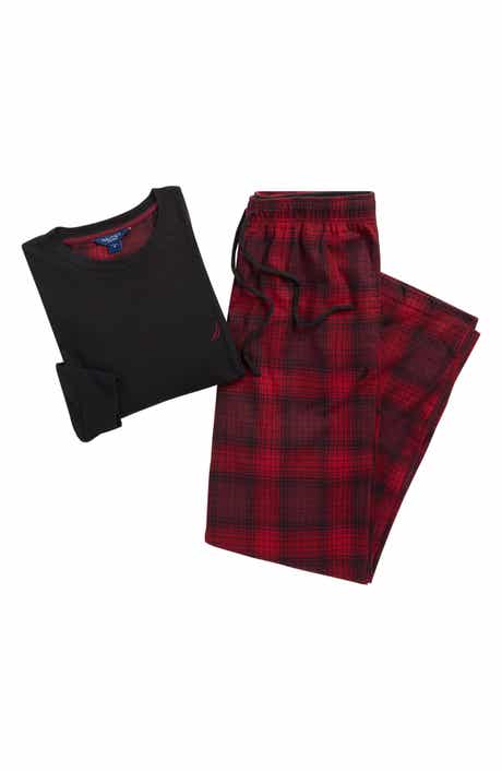 Nautica Cozy Fleece T-Shirt & Plaid Pajama Pants Set