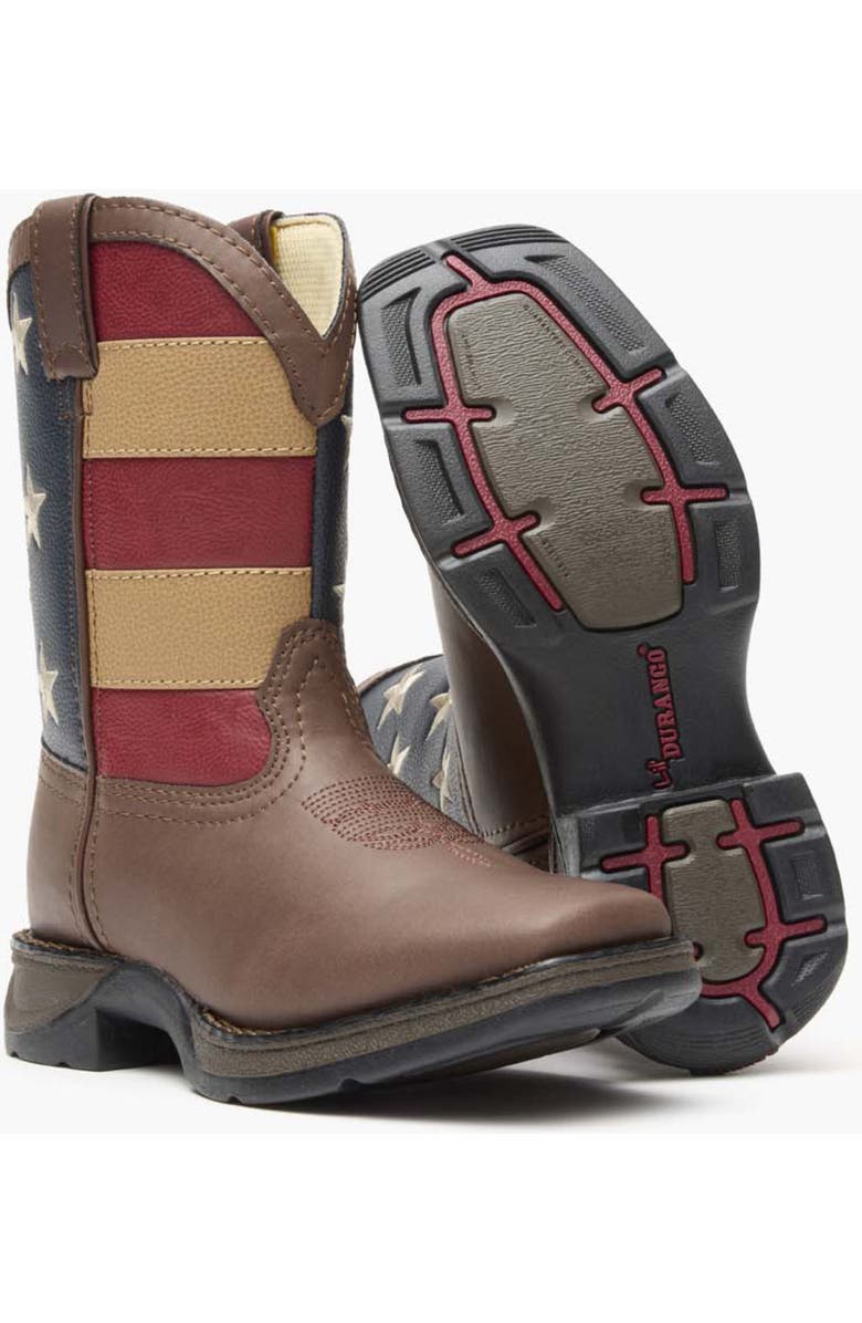 DURANGO Lil' Rebelby Kid's Patriotic Western Boot, Alternate, color, Brown And Union Flag