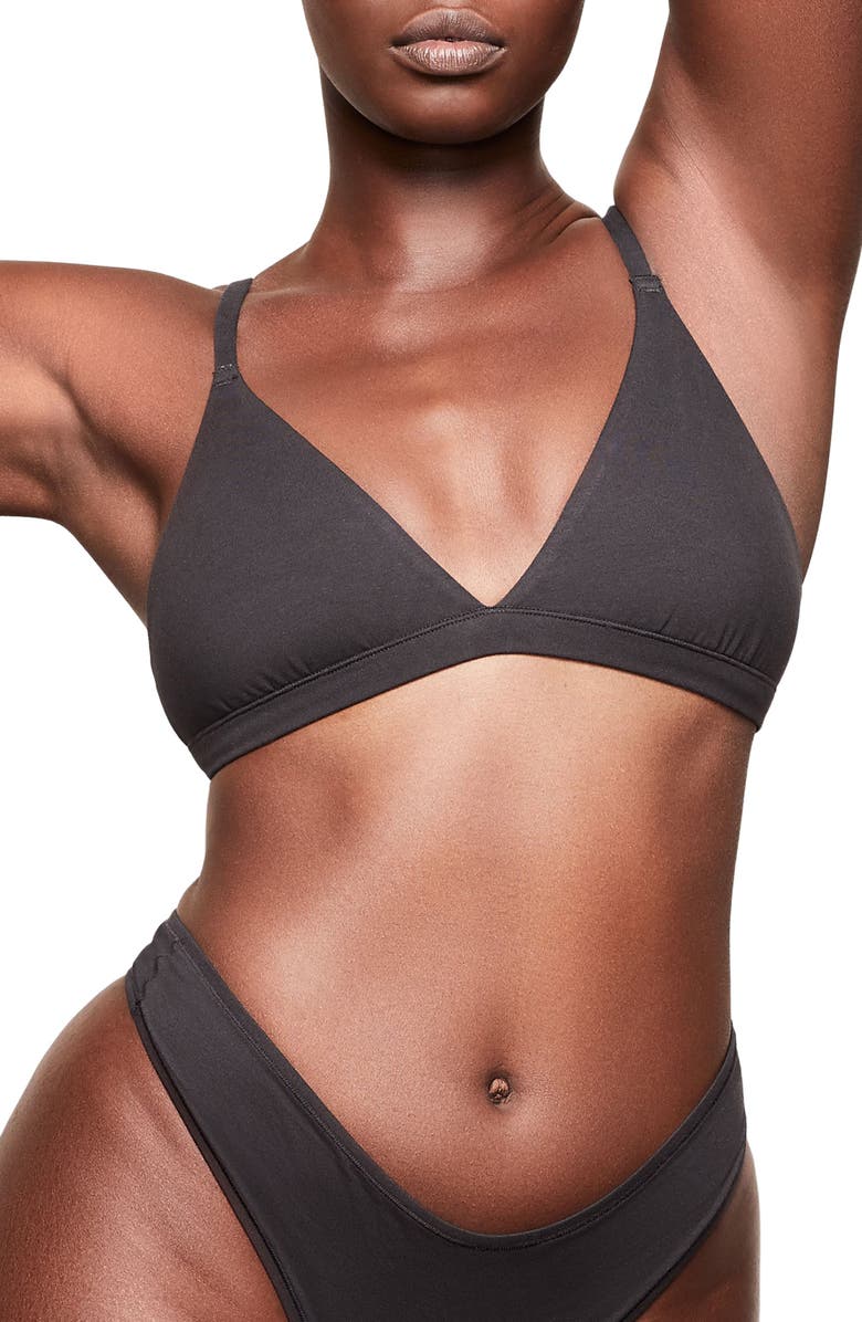 SKIMS Stretch Cotton Rib Triangle Bralette, Main, color, 