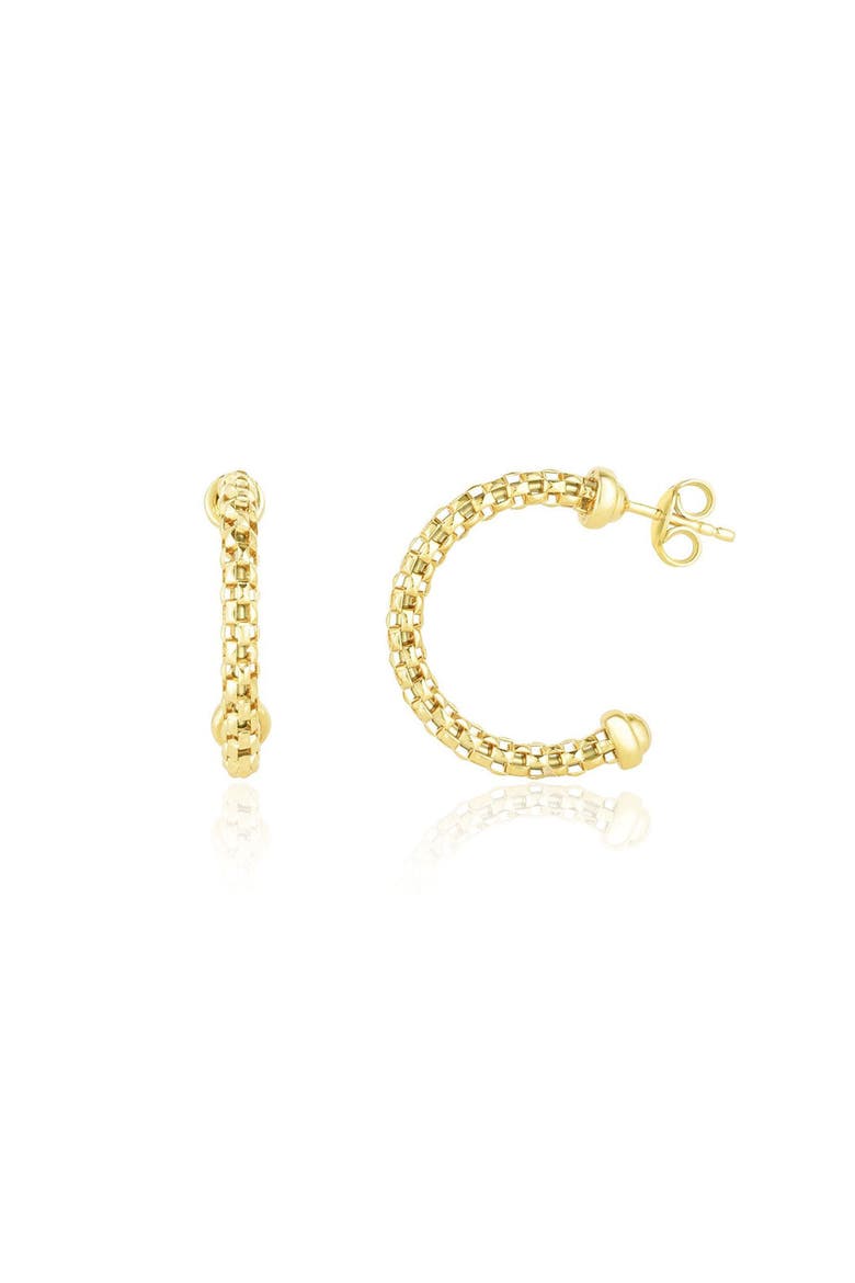 Gold Box Chain Hoop Earrings, Main, color, Yellow Gold