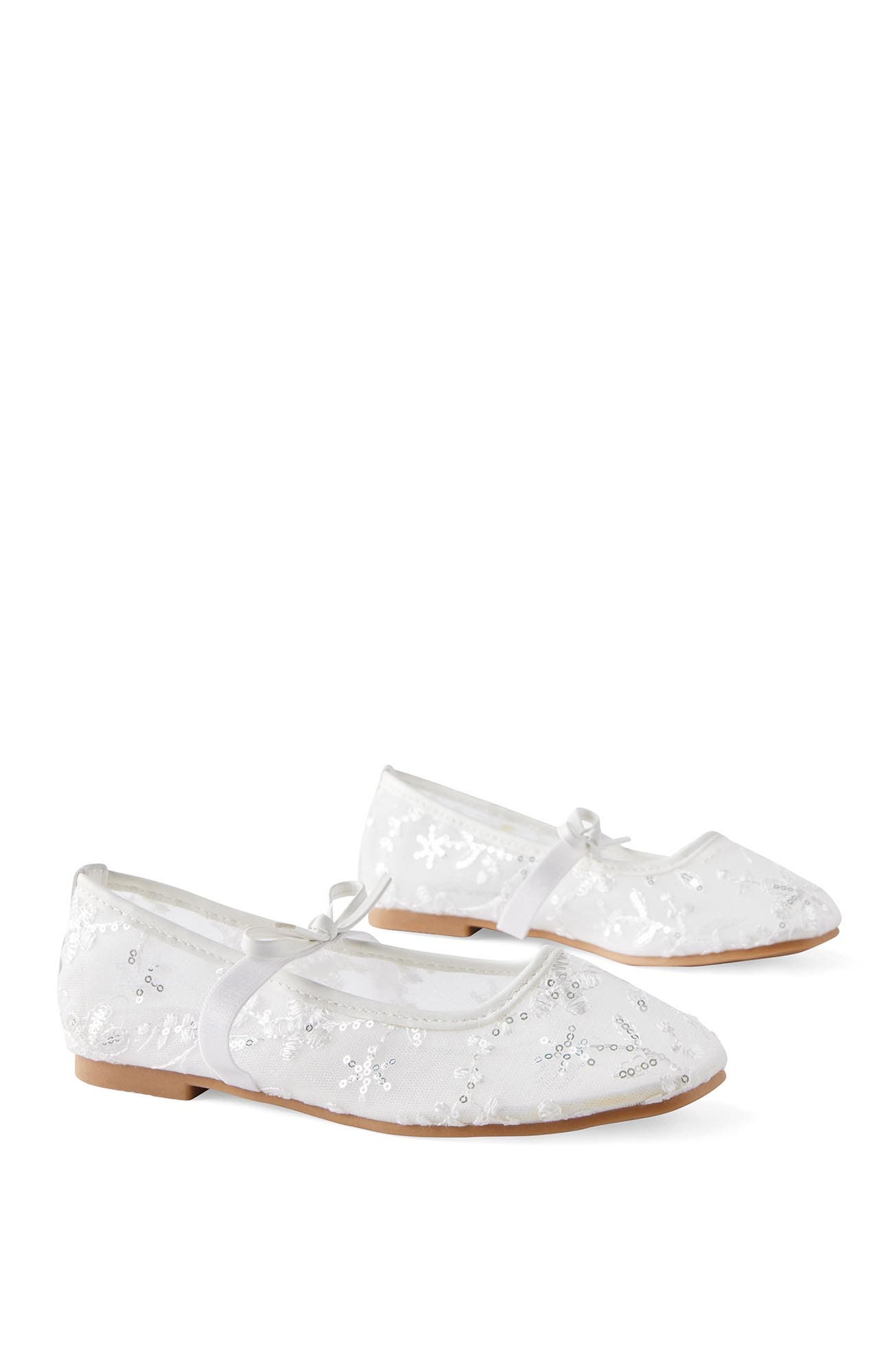 Cotton On Kids Kid's Olivia Ballet Flat, Alternate, color, Vanilla Embellished Mesh