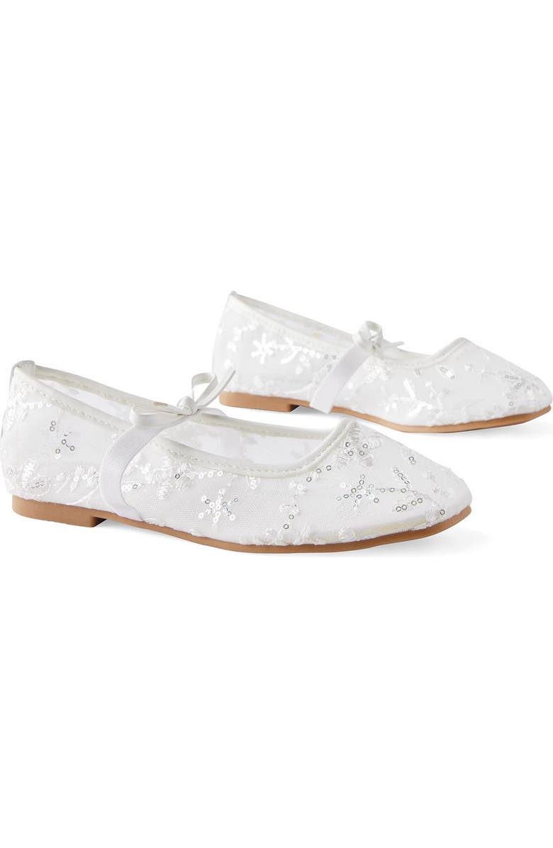 Cotton On Kids Kid's Olivia Ballet Flat, Alternate, color, Vanilla Embellished Mesh