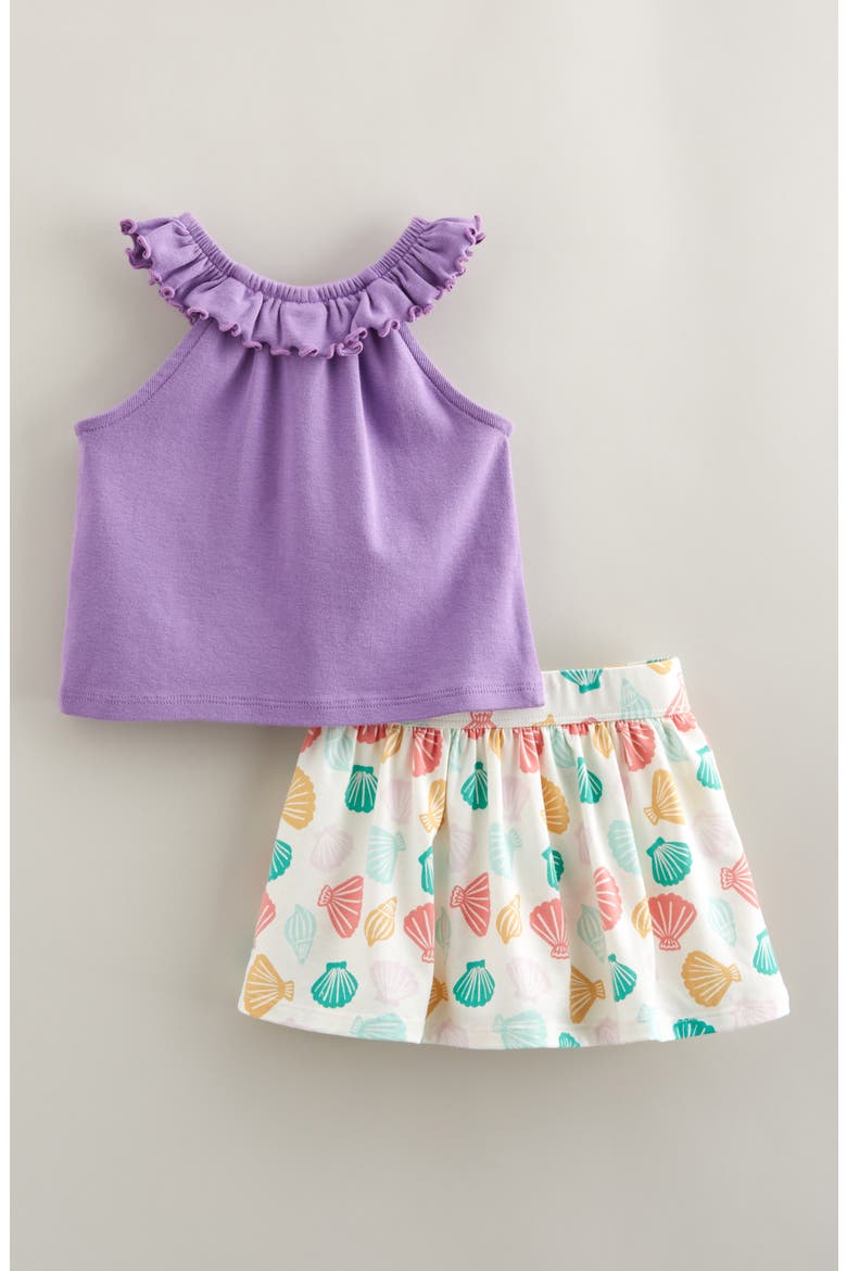 Ruffle Sleeve Top & Skort Set, Alternate, color, PURPLE FRESCO- IVORY SHELLS